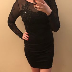 Black Sheer Sleeve Dress